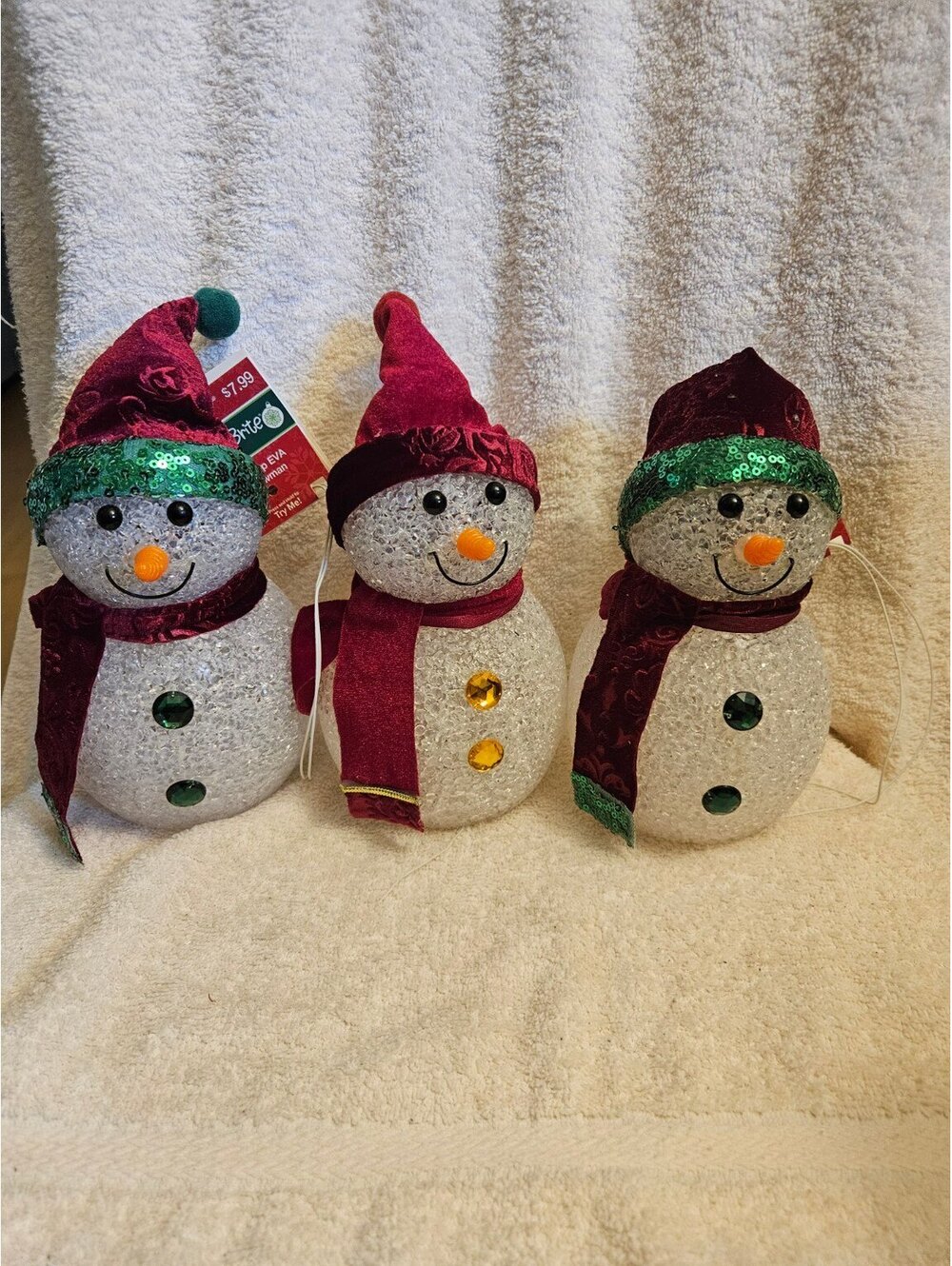 Merry Brite Light Up EVA Snowman Lot of 3 Christmas Decor NWT Color Changing